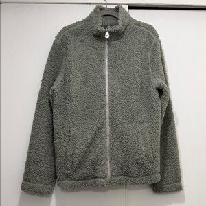 H&M Olive Green Sherpa Zip-Up Sweater Jacket